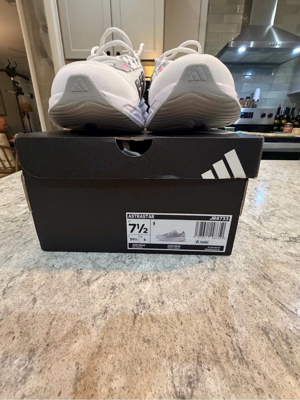 Women's White Adidas Astrastar Sneakers with Pink Accents - Picture 2 of 6
